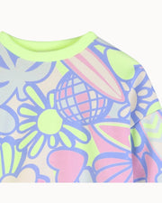 Billieblush Girls Allover Surf Crewneck Sweatshirt | HONEYPIEKIDS 