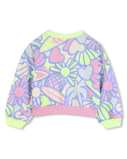 Billieblush Girls Allover Surf Crewneck Sweatshirt | HONEYPIEKIDS 