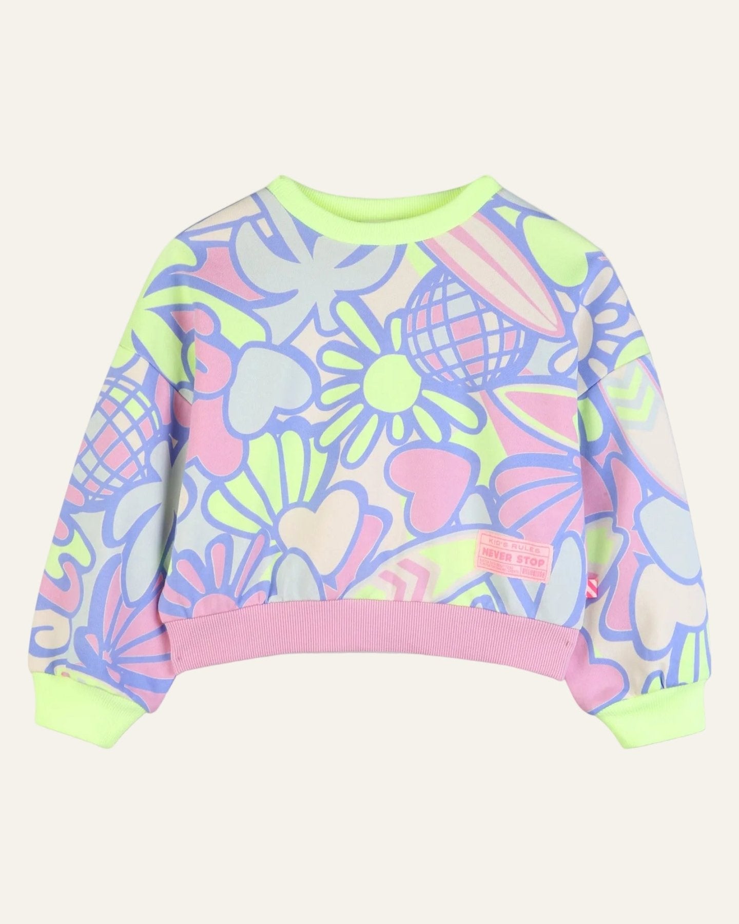 Billieblush Girls Allover Surf Crewneck Sweatshirt | HONEYPIEKIDS 