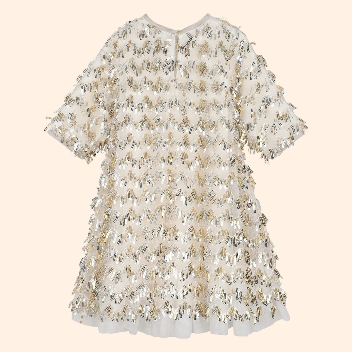 Billieblush Girls Ceremony Gold Sequin Fringe Dress | HONEYPIEKIDS 