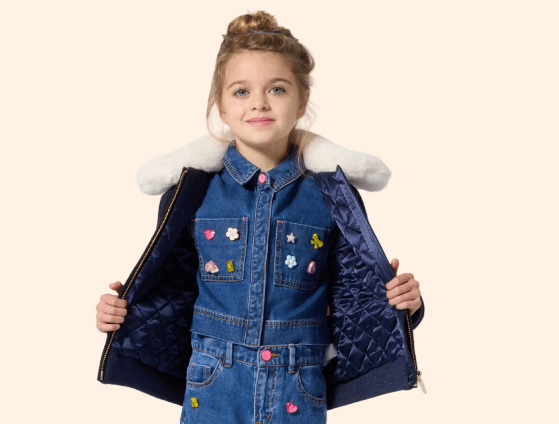 Billieblush Girls Denim Shirt With Icons | HONEYPIEKIDS
