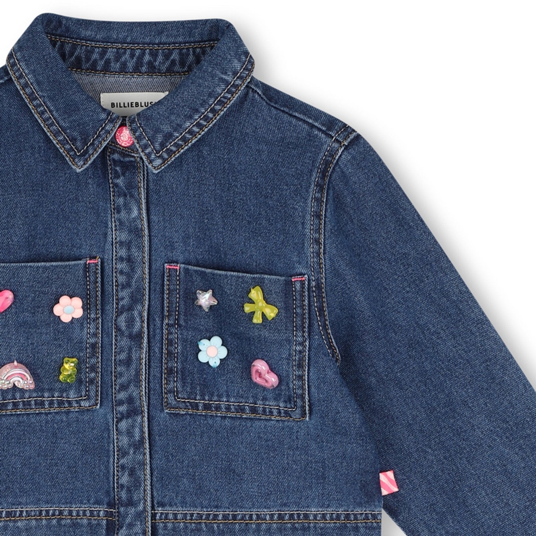 Billieblush Girls Denim Shirt With Icons | HONEYPIEKIDS