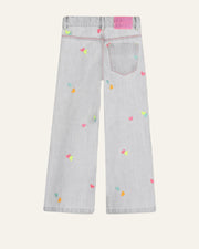 Billieblush Girls Embroidered Heart Grey Denim Pants | HONEYPIEKIDS