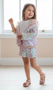 Billieblush Girls Iridescent Sequin Bomber Jacket | HONEYPIEKIDS 