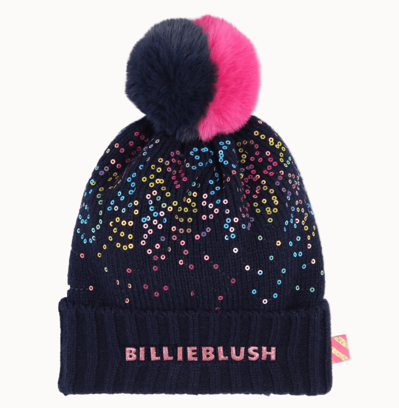 Billieblush Girls Navy Sequins Winter Pom Hat | HONEYPIEKIDS