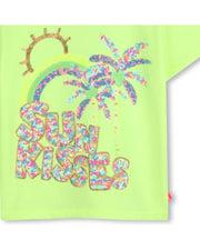 Billieblush Girls Neon Green Sequin Sun Kisses T-Shirt | HONEYPIEKIDS 