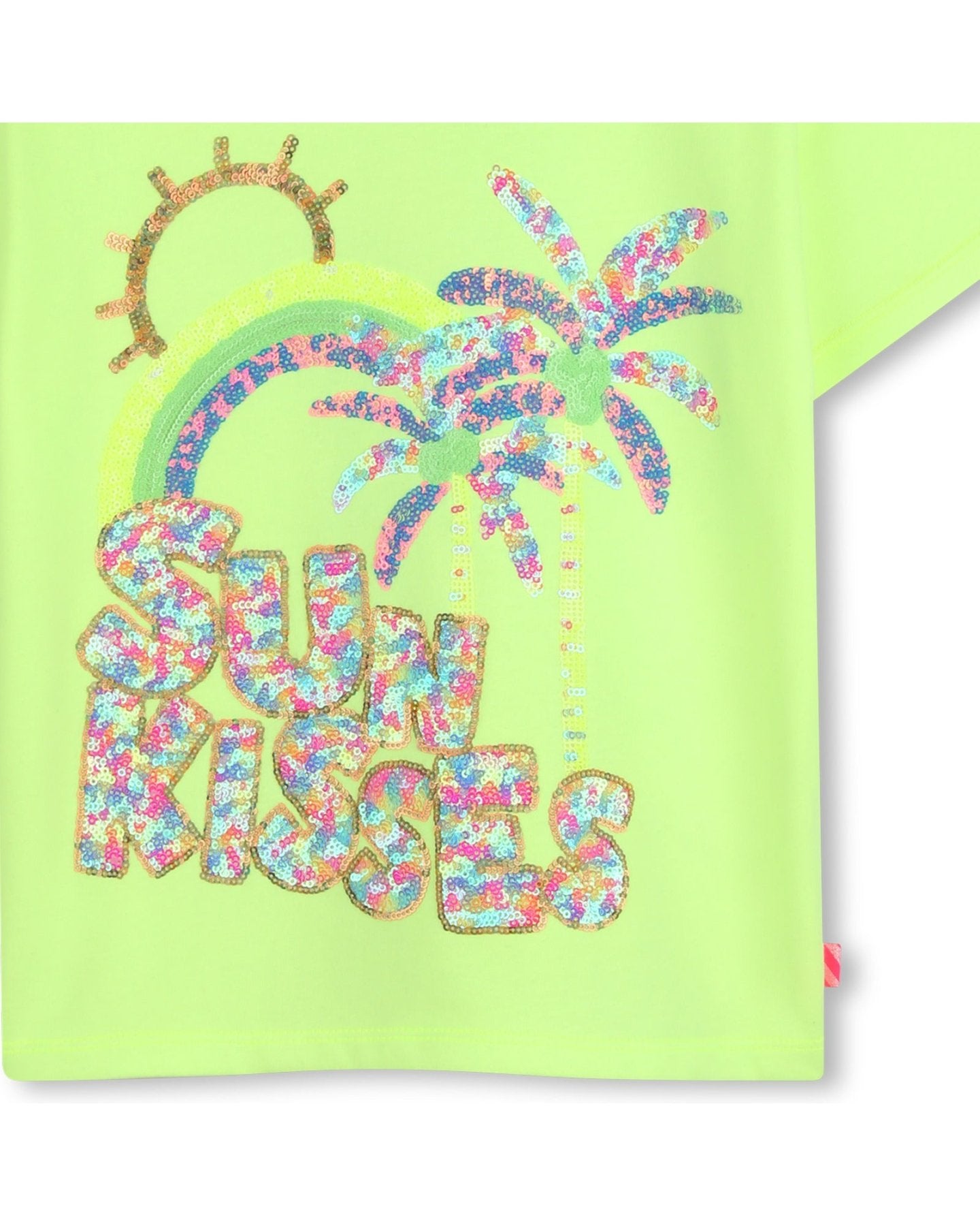 Billieblush Girls Neon Green Sequin Sun Kisses T-Shirt | HONEYPIEKIDS 