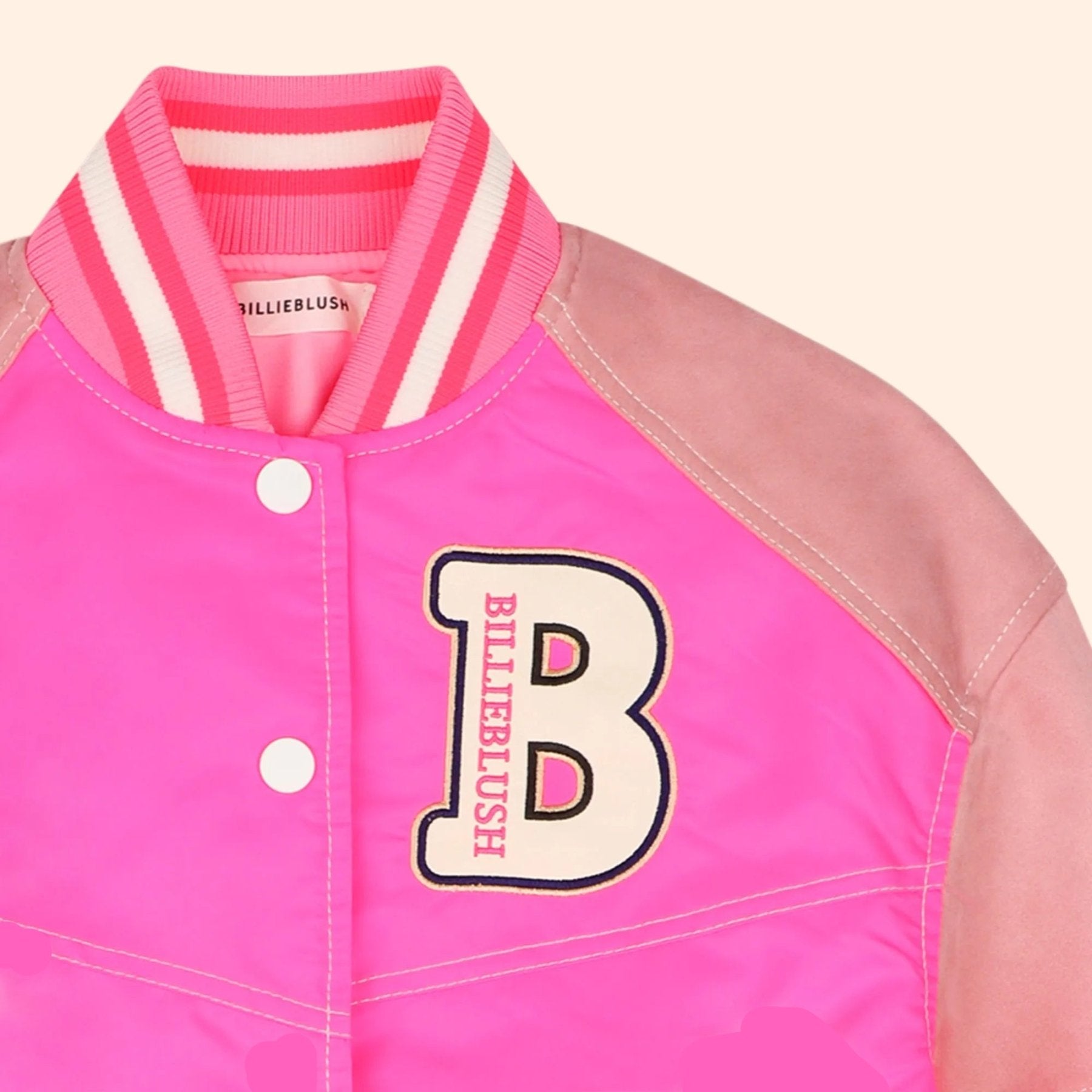 Billieblush Girls Pink B Varsity Jacket | HONEYPIEKIDS