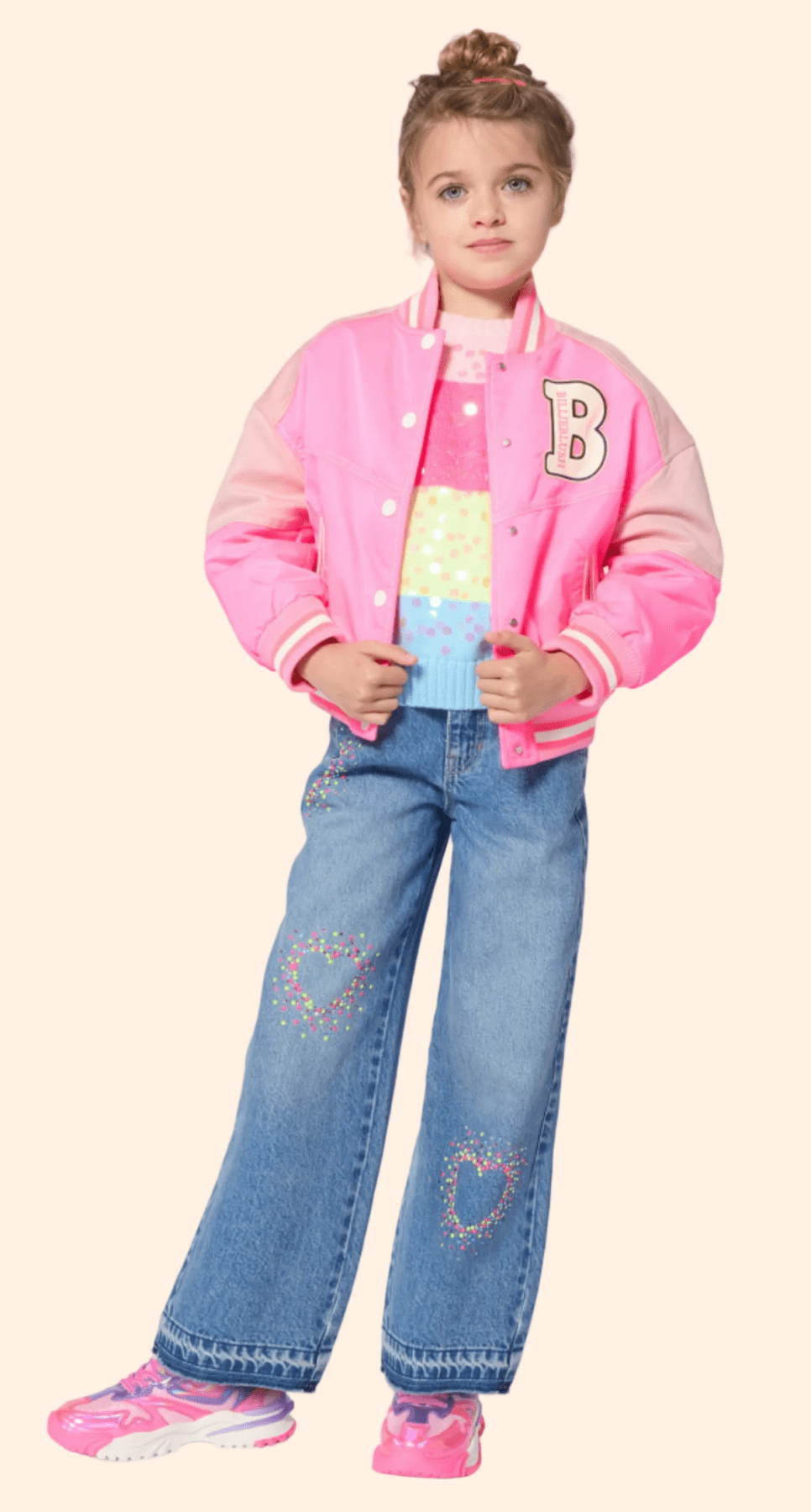 Billieblush Girls Pink B Varsity Jacket | HONEYPIEKIDS