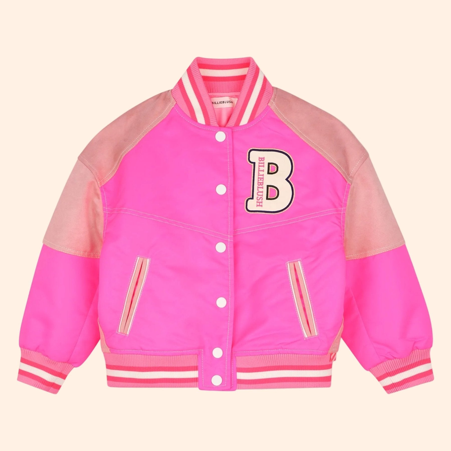 Billieblush Girls Pink B Varsity Jacket | HONEYPIEKIDS
