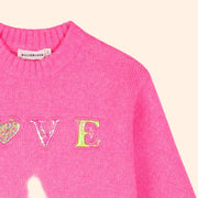 Billieblush Girls Pink Love Knit Sweater | HONEYPIEKIDS