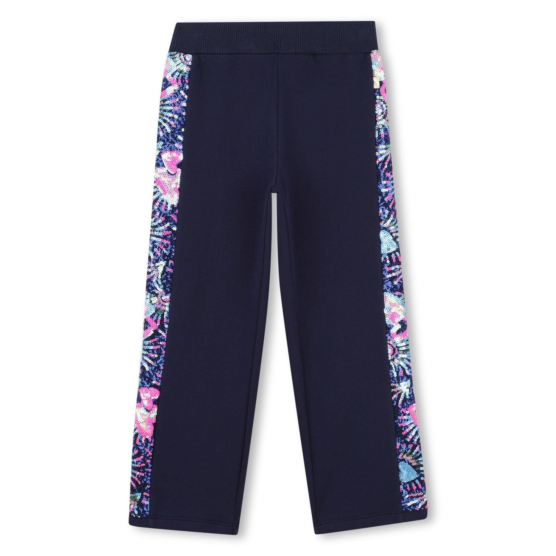 Billieblush Girls Sequin Side Stripe Navy Jogging Pants | HONEYPIEKIDS 