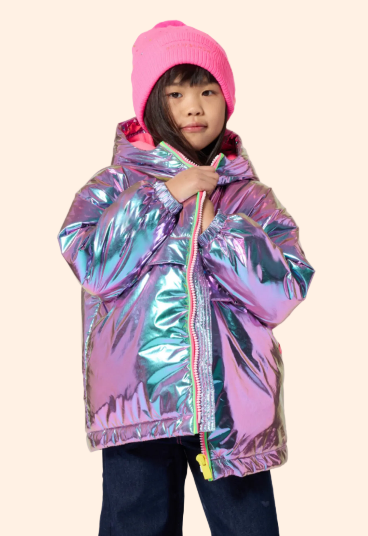 Billieblush Girls Shiny Iridescent Polar Fleece Lined Windbreaker | HONEYPIEKIDS