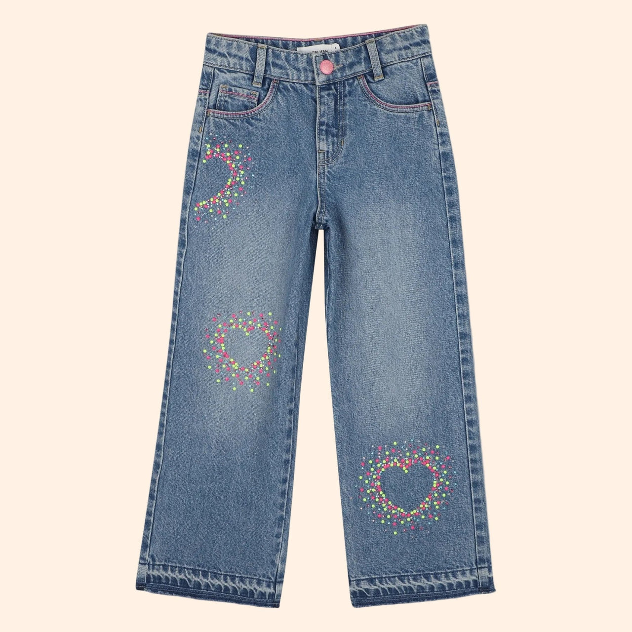 Billieblush Girls Straight Leg Jeans With Hearts | HONEYPIEKIDS 