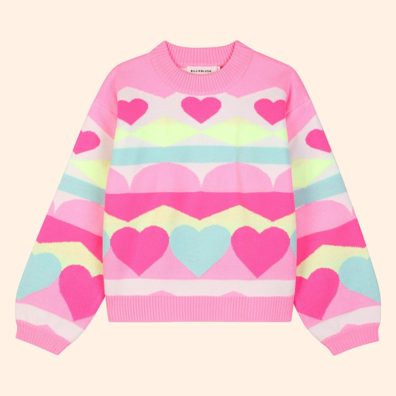 Billieblush Girls Sweater With Heart & Zigzag Pattern | HONEYPIEKIDS