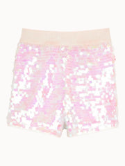 Billieblush Girls White Iridescent Sequin Shorts | HONEYPIEKIDS 