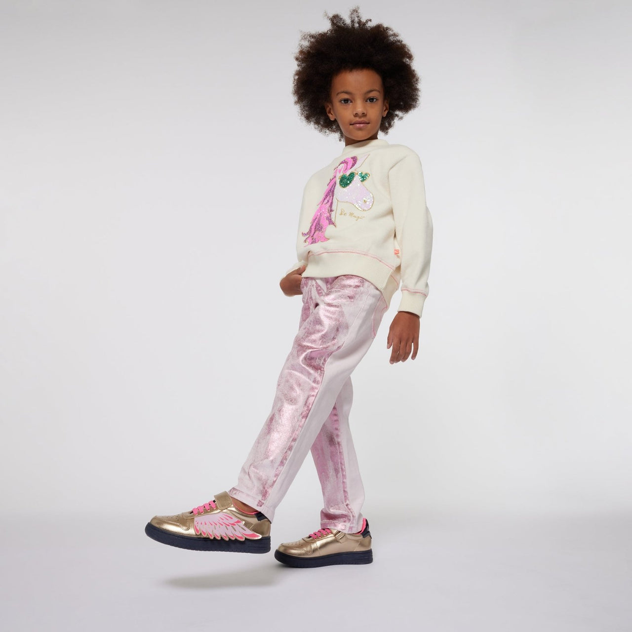 Billieblush Metallic Pink Denim Pants | HONEYPIEKIDS 