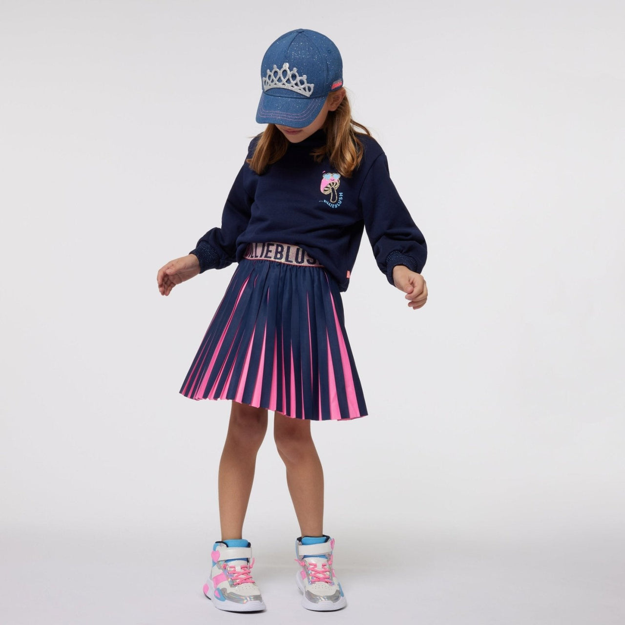 Billieblush Navy Mushroom Logo Sweatshirt | HONEYPIEKIDS 