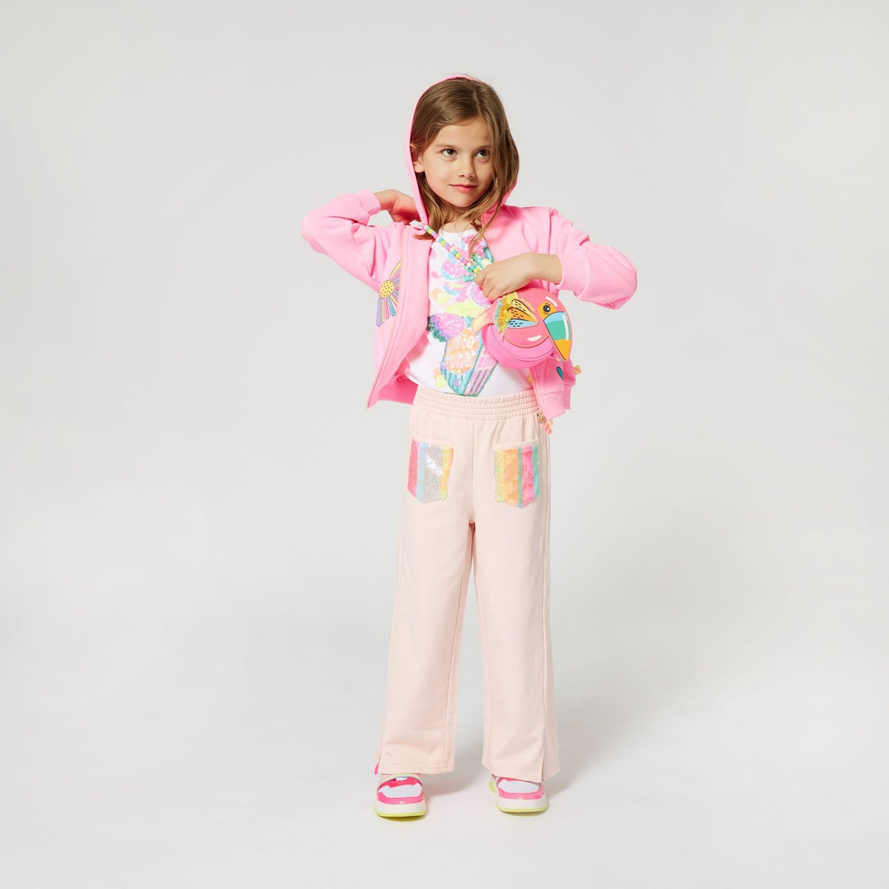 Billieblush Sequin Poppin Popcorn White T-Shirt | HONEYPIEKIDS 