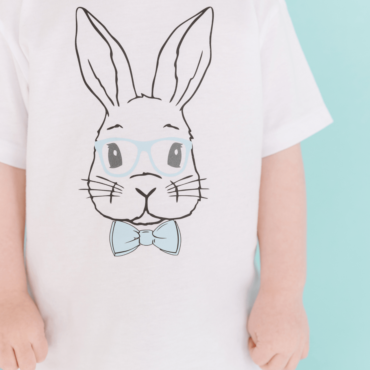 Blue Bowtied Cotton Tail Bunny Easter T-Shirt | HONEYPIEKIDS 