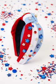 Cheeky Plum Beaded Patriotic Headband - Glitz and Glory | HONEYPIEKIDS