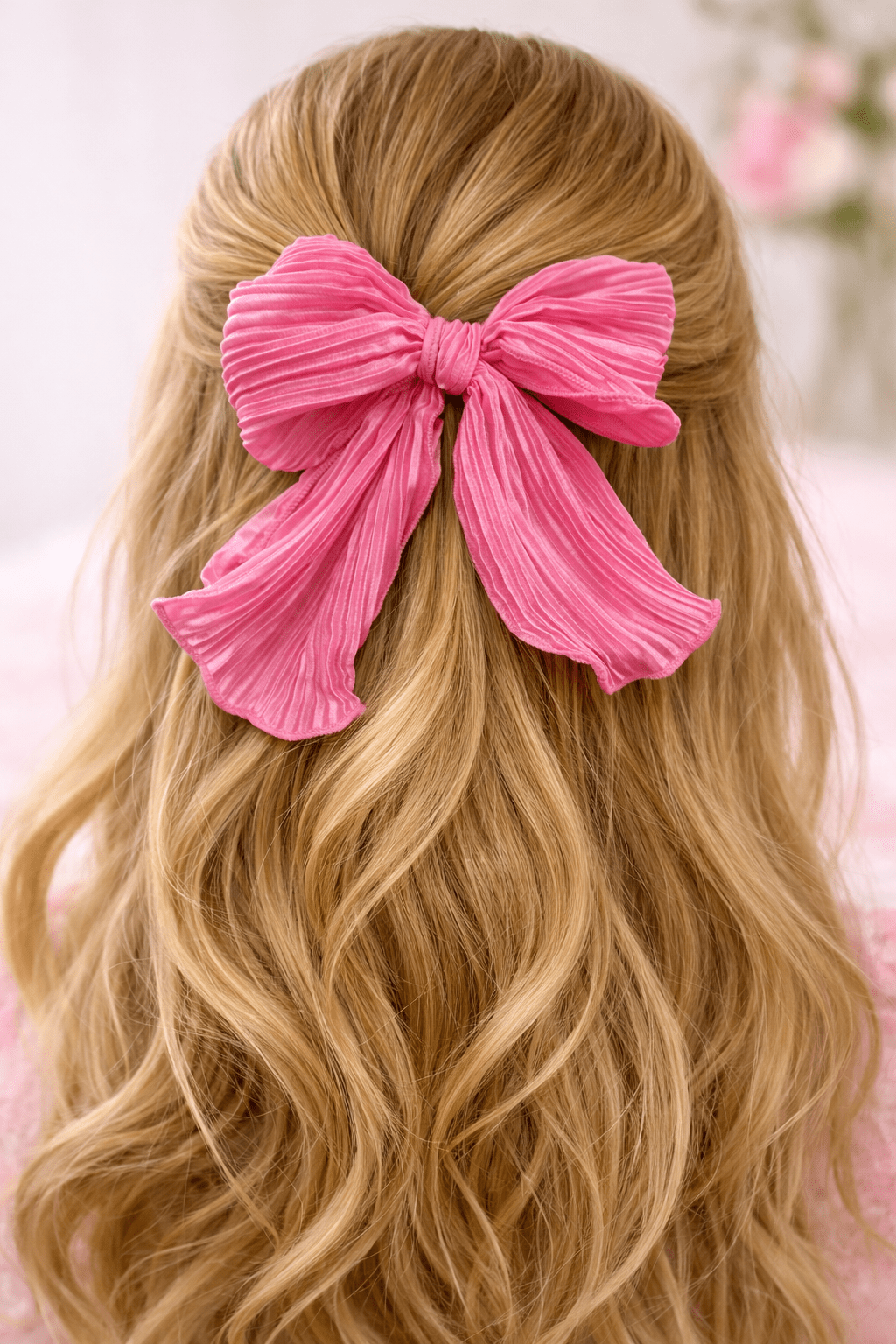 Cheeky Plum Plisse Statement Pink Hair Bow | HONEYPIEKIDS