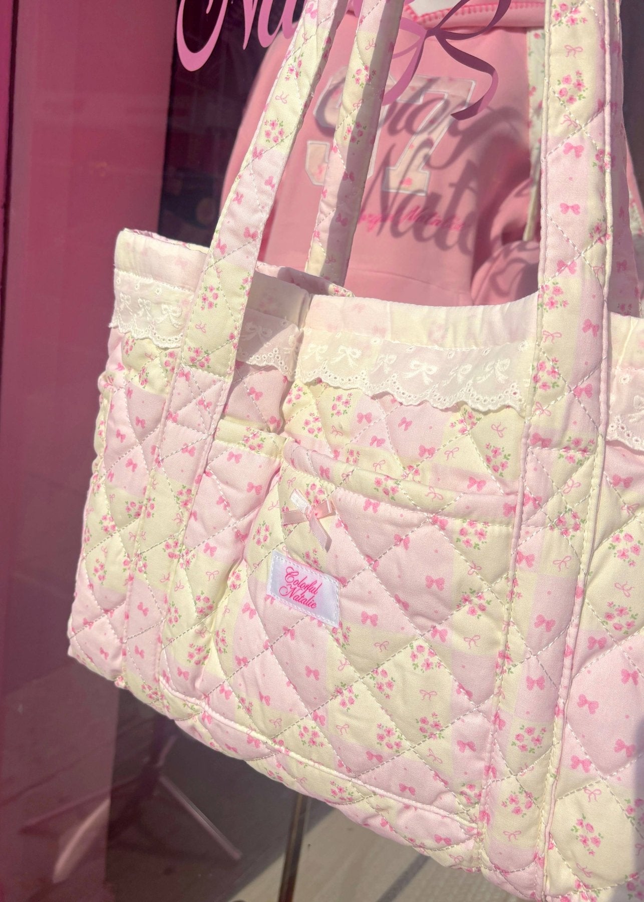 Colorful Natalie Bows and Flowers Patchwork Tote | HONEYPIEKIDS