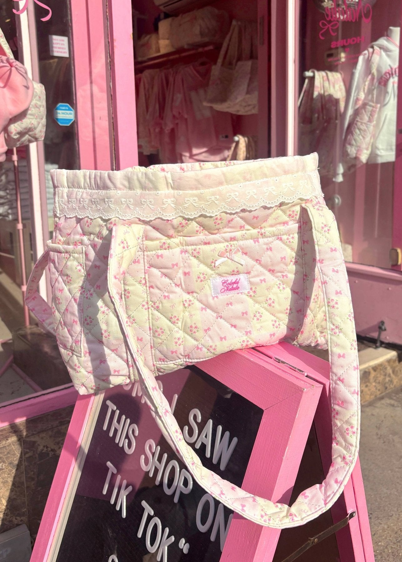 Colorful Natalie Bows and Flowers Patchwork Tote | HONEYPIEKIDS