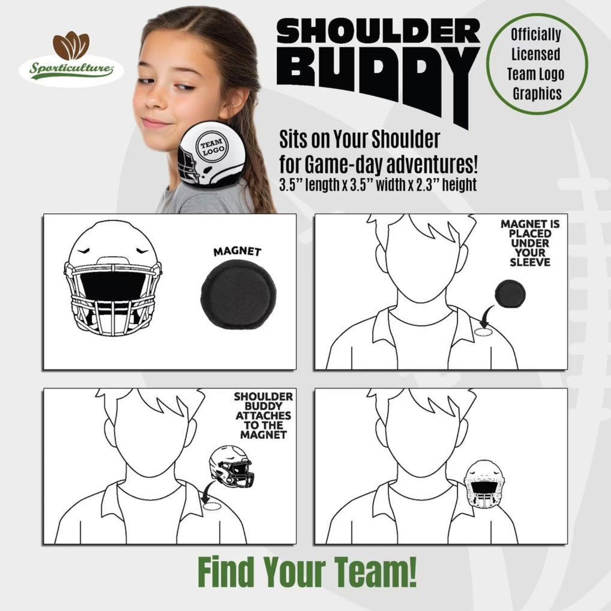 Detroit Lions Plush Magnetic Helmet Shoulder Buddy | HONEYPIEKIDS 
