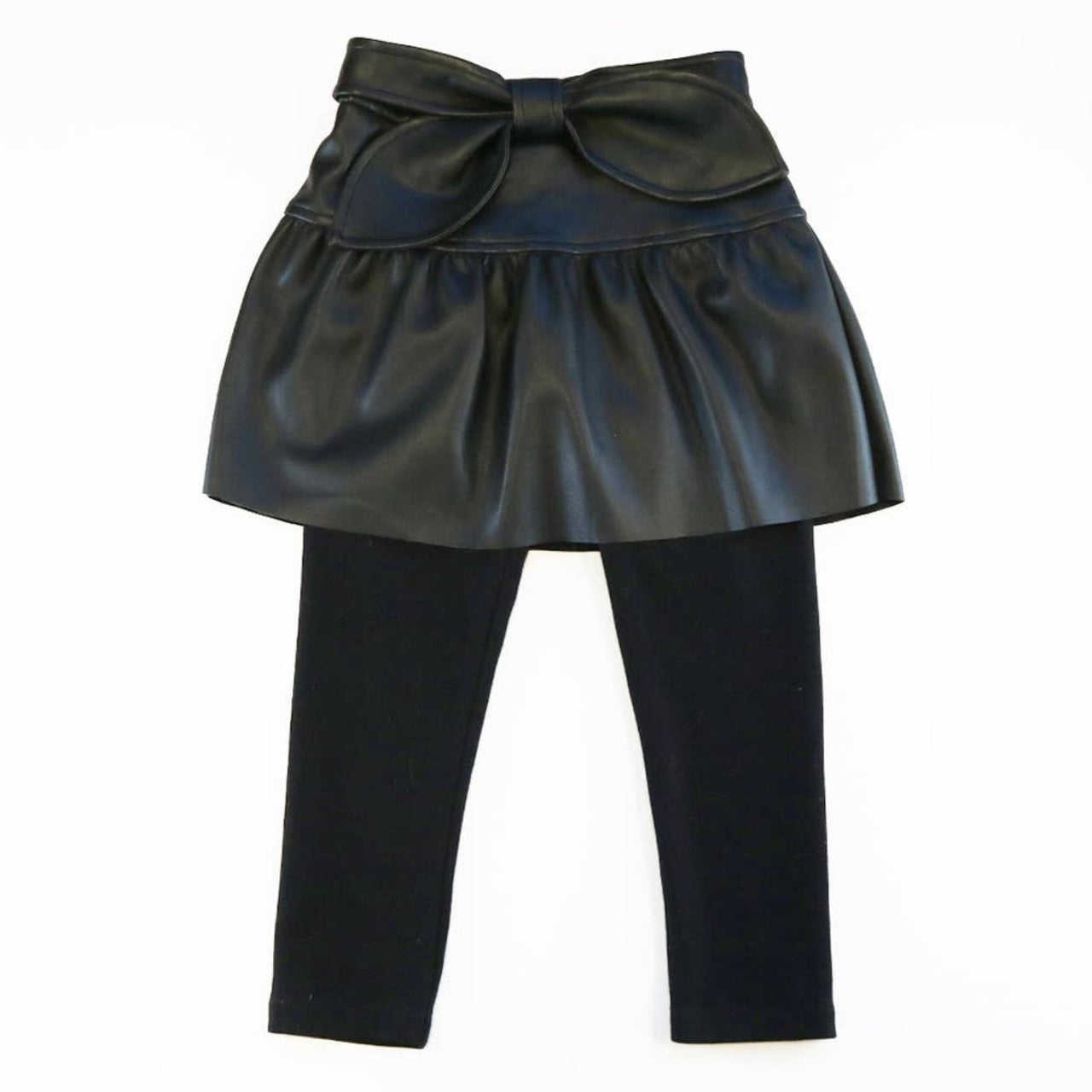 Doe a Dear Girls Bowtie Faux Leather Skeggings | HONEYPIEKIDS 
