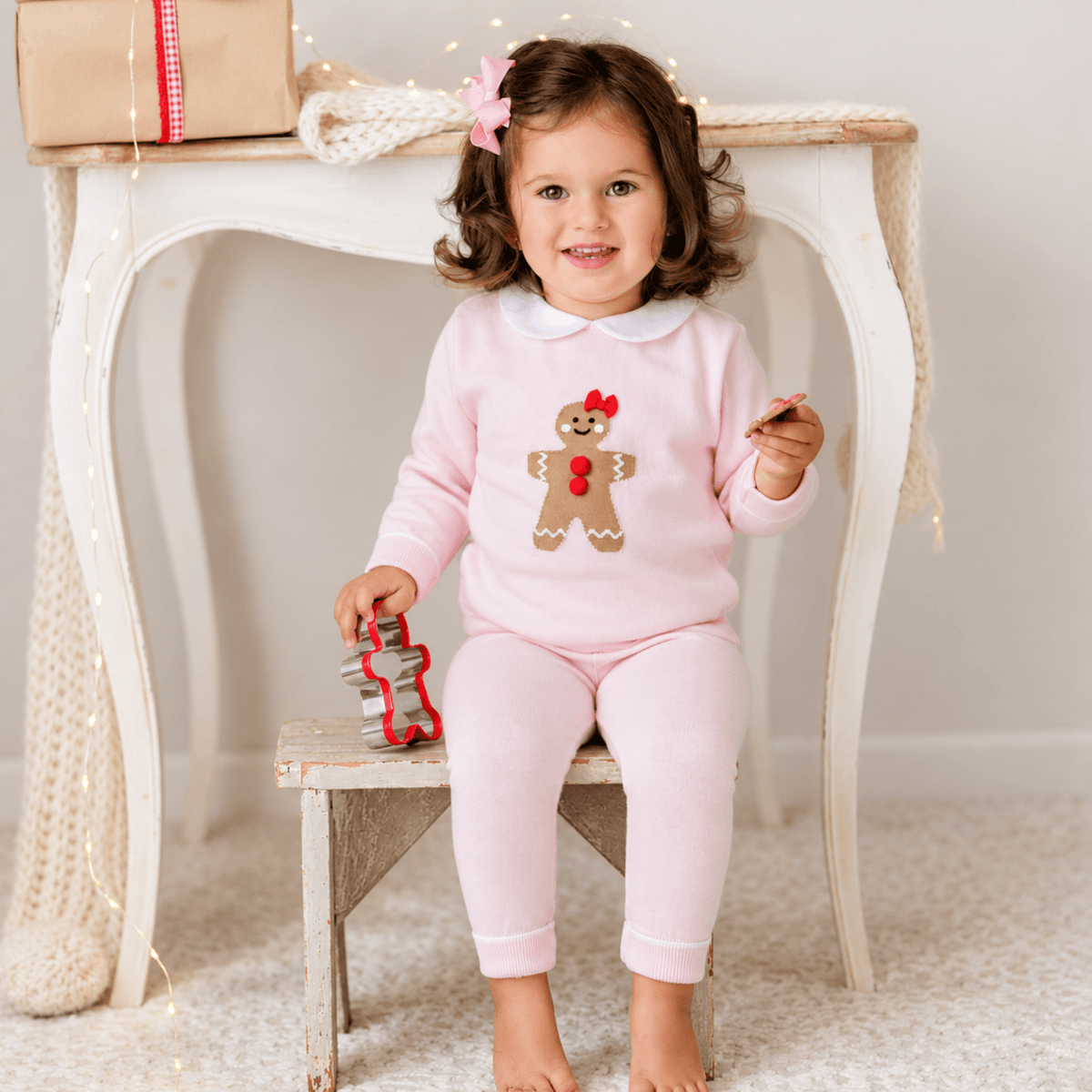 Feltman Brothers Girls Holiday Gingerbread Knit Set | HONEYPIEKIDS 