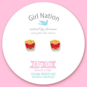 Girl Nation Cutie CLIP ON Earrings- French Fry Friends | HONEYPIEKIDS