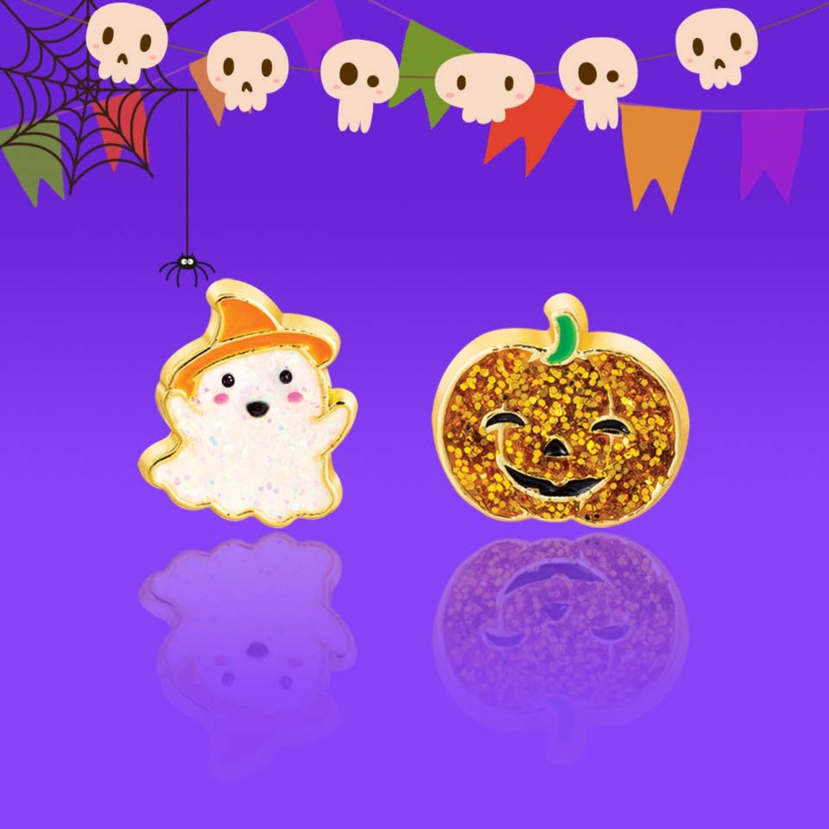 Girl Nation Halloween Ghost and Pumpkin Stud Earrings | HONEYPIEKIDS 