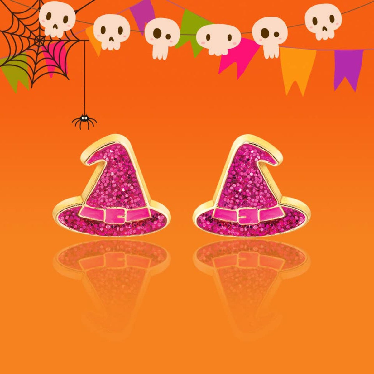 Girl Nation Halloween Glitter Witch Hat Stud Earrings | HONEYPIEKIDS 