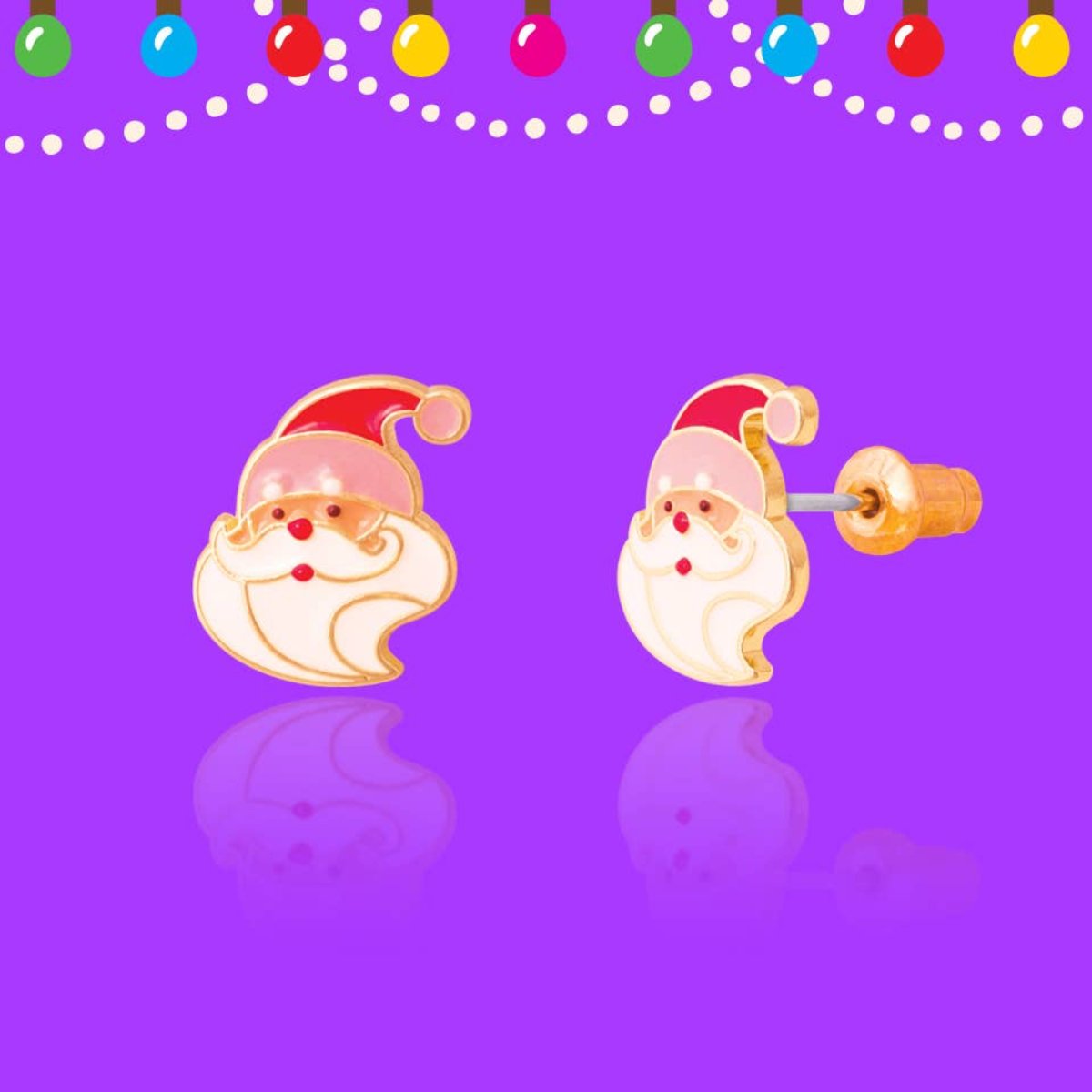 Holly Jolly Holiday Santa Kids Stud Earrings | HONEYPIEKIDS 