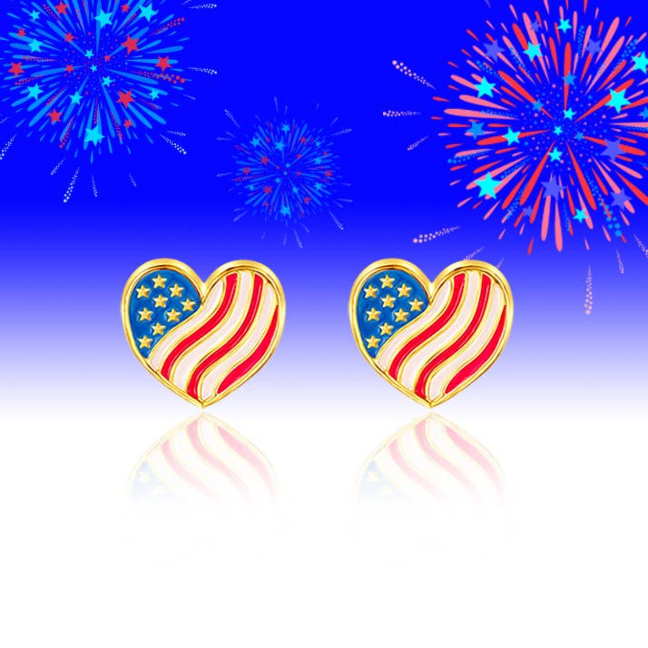 Girl Nation Heart the USA Stud Earrings | HONEYPIEKIDS