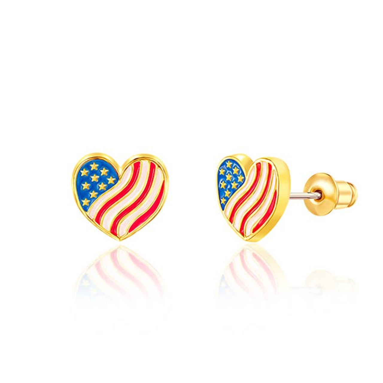 Girl Nation Heart the USA Stud Earrings | HONEYPIEKIDS