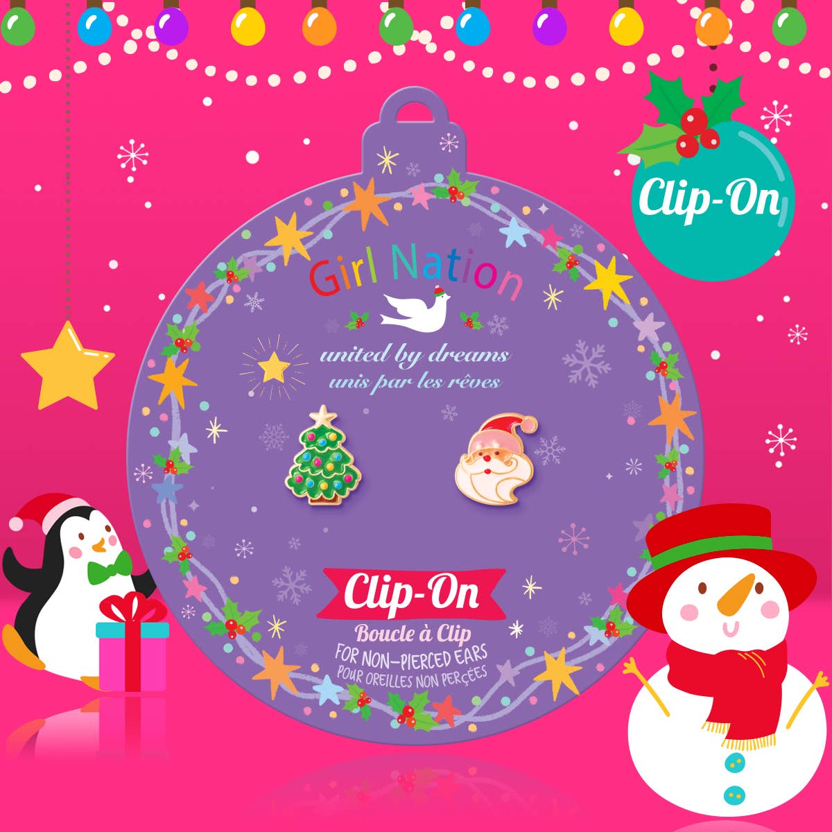 The Perfect Pair Christmas Tree and Santa Kids Clip On Earrings | HONEYPIEKIDS 