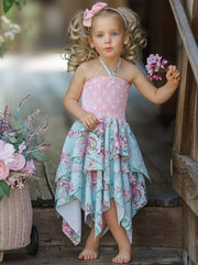 Girls Fancy Roses Smocked Handkerchief Dress | HONEYPIEKIDS 