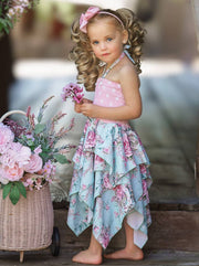 Girls Fancy Roses Smocked Handkerchief Dress | HONEYPIEKIDS 