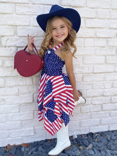 Mia Belle Girls  Lil' Miss America Handkerchief Dress | HONEYPIEKIDS 