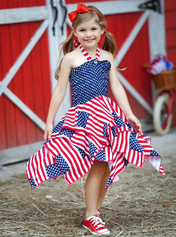 Mia Belle Girls Lil' Miss America Handkerchief Dress | HONEYPIEKIDS 