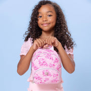 Girls Quilted Rose Print Micro Mini Backpack - Blue or Pink | HONEYPIEKIDS 