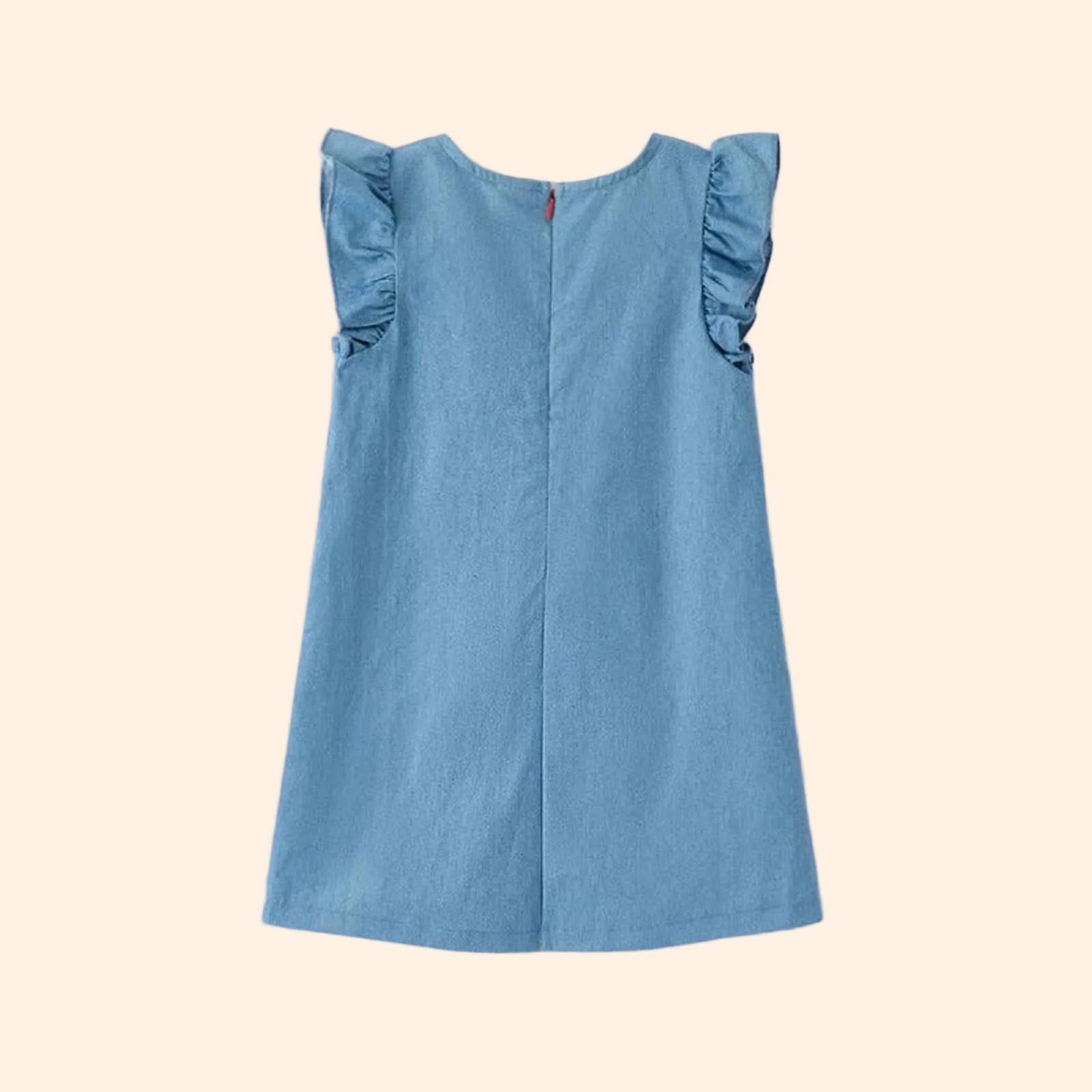 Apple of My Eye Denim Ruffle Dress With Apple Bag | HONEYPIEKIDS