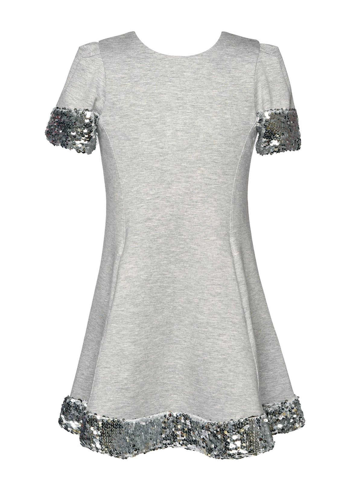 Hannah Banana Silver Sequin Trim A-Line Pockets Girls Holiday Dress | HONEYPIEKIDS 