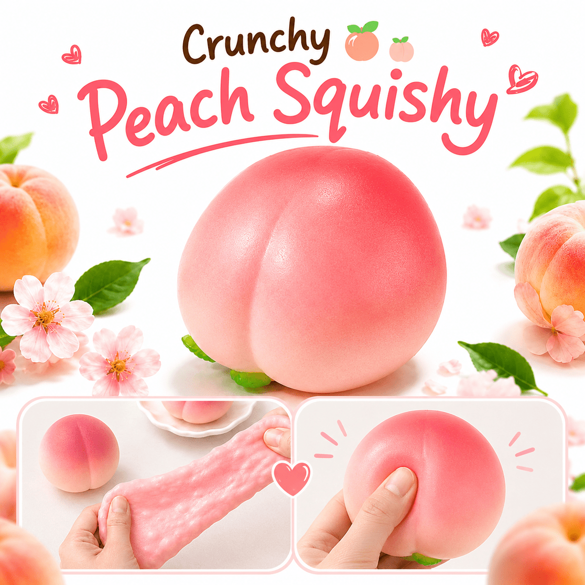 K-Wonderland - Peach Crunch Squishy – Soft & Stretchy ASMR Fidget | HONEYPIEKIDS 