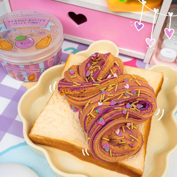 Kawaii Peanut Butter Jelly Time Grape 2 in 1 Slime | HONEYPIEKIDS