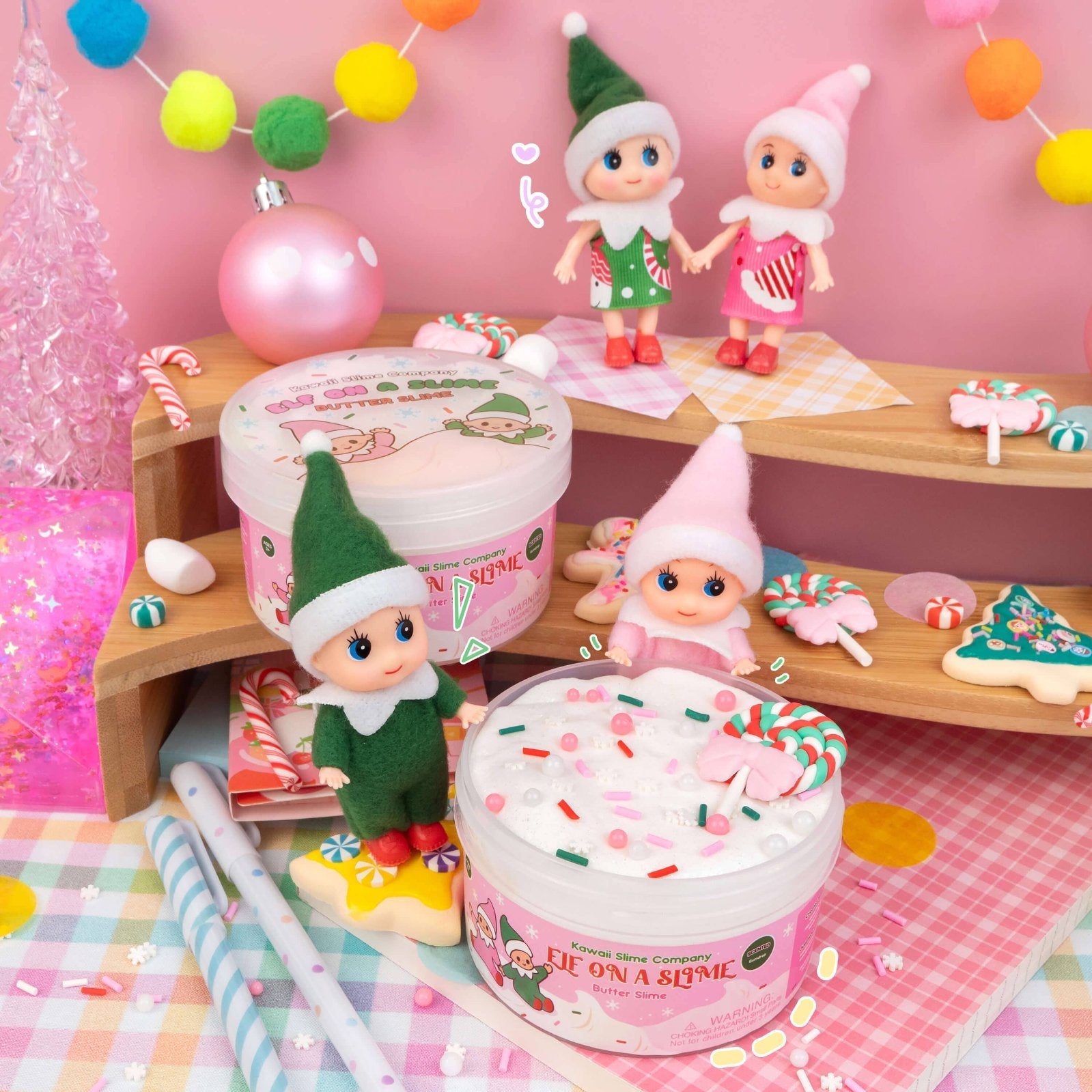 Kawaii Slime - Holiday Elf on a Slime Butter Slime | HONEYPIEKIDS 