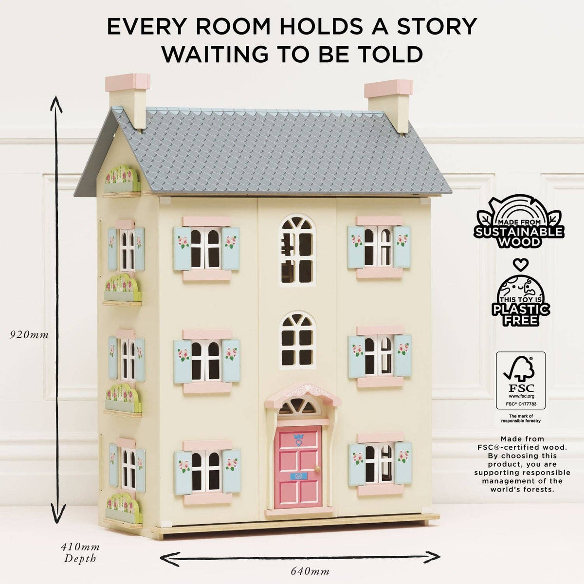 Le Toy Van Cherry Tree Hall Wooden Dollhouse | HONEYPIEKIDS 