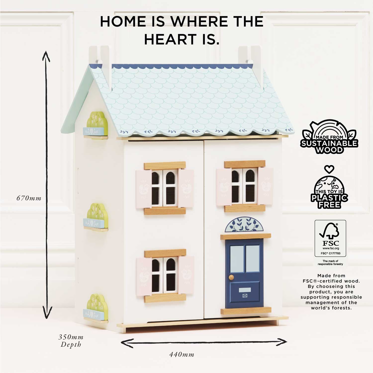 Bluebelle Cottage Style Wooden Doll House | HONEYPIEKIDS 